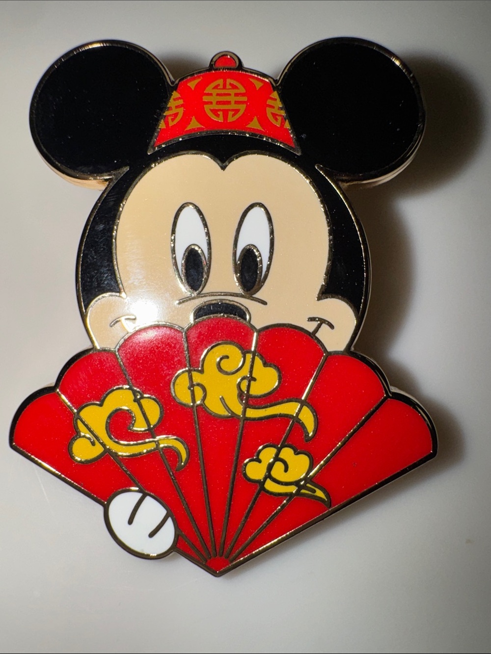 Disney Mickey Mouse Red Fan Pin – Lunar New Year Collectible Badge Exclusive